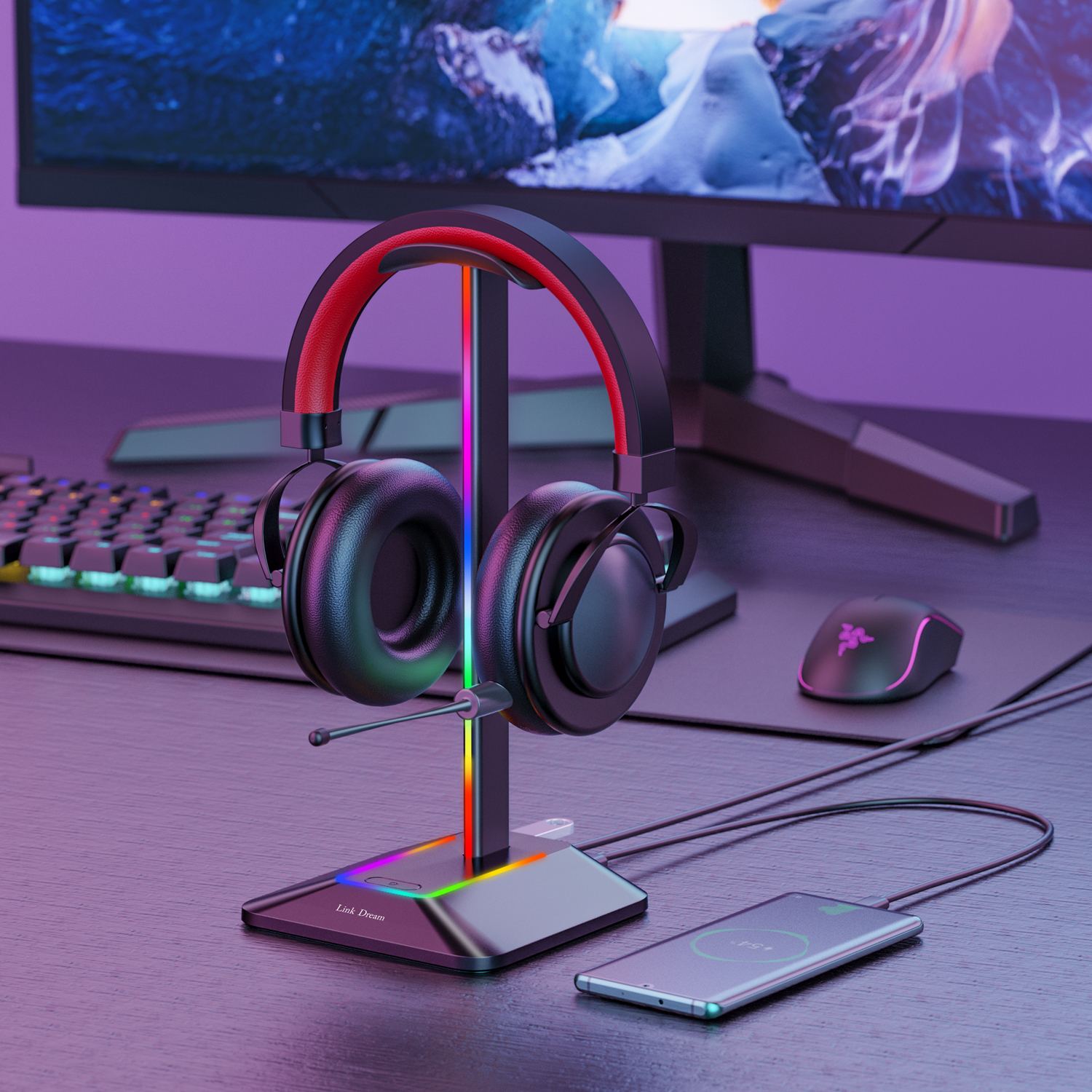 New Bee Z8 RGB Headphones Stan – обзор и цена Headphone Stand Desk