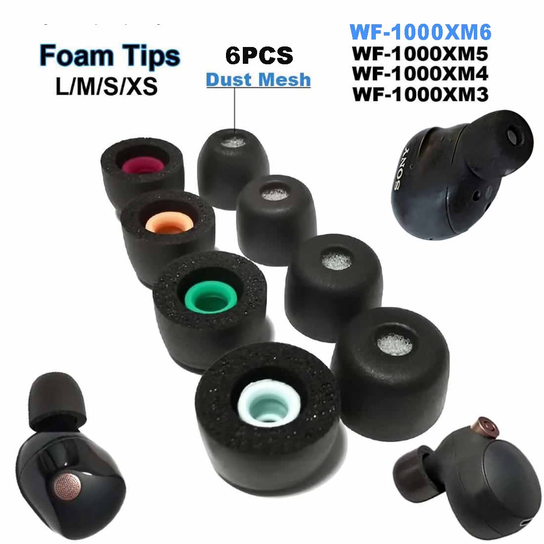 6PCS  Memory Foam Ear Tips Cus – обзор и цена Earphone Foam Tip