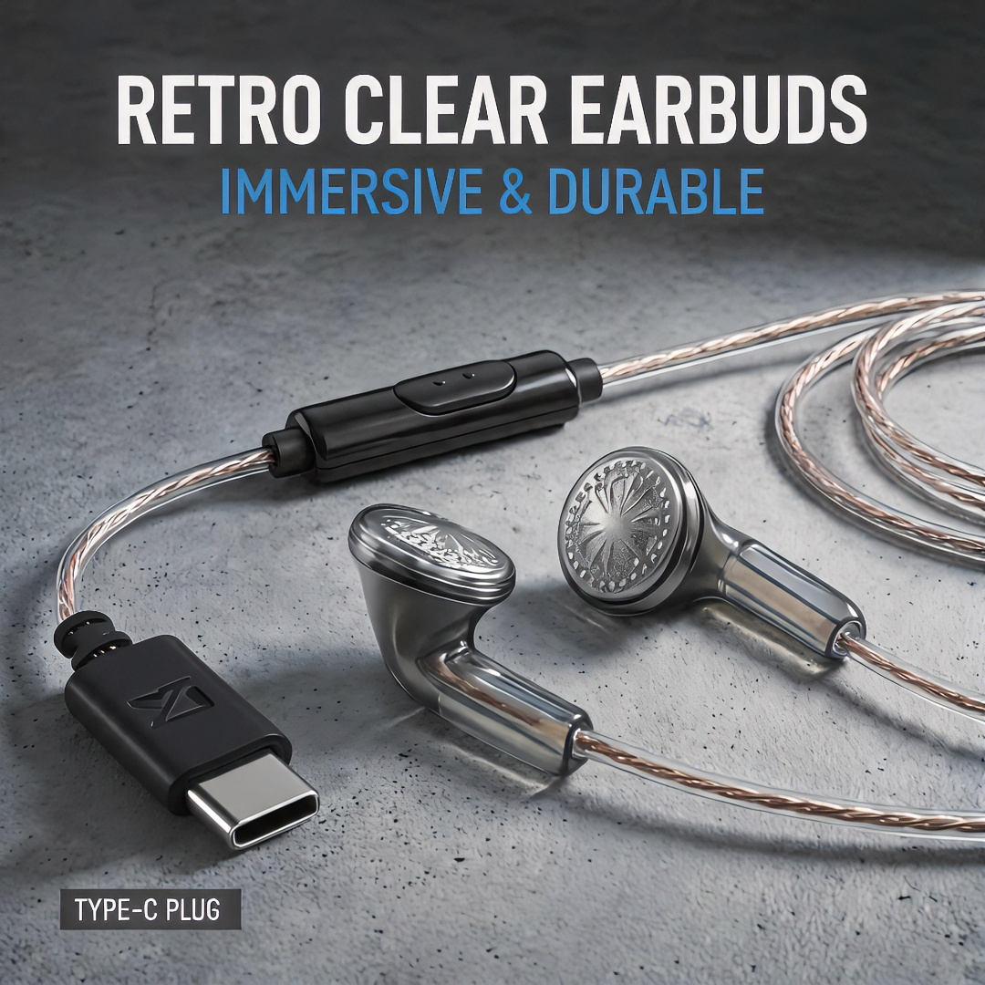Type-C Wired Earbuds Retro Loo – обзор и цена Wired Earphone Mic